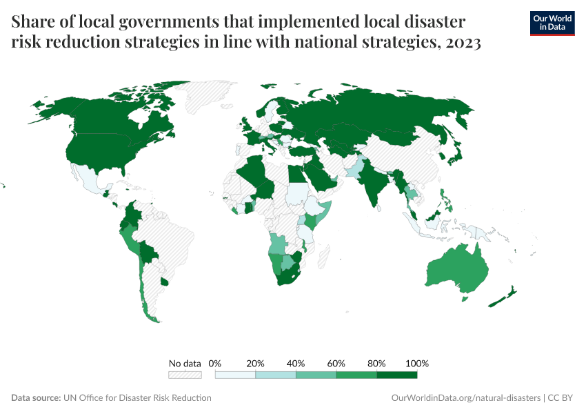 A thumbnail of the "Share of local governments that implemented local disaster risk reduction strategies in line with national strategies" chart