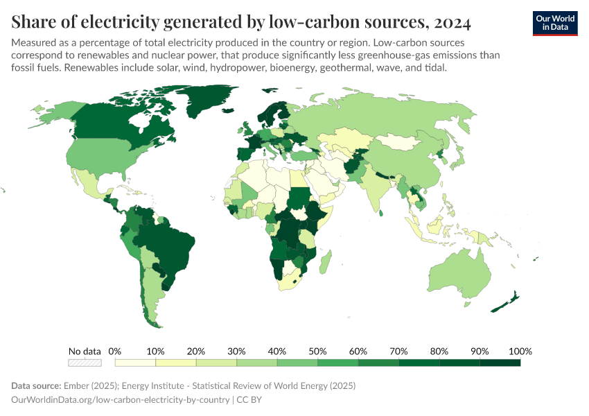 A thumbnail of the "Share of electricity generated by low-carbon sources" chart